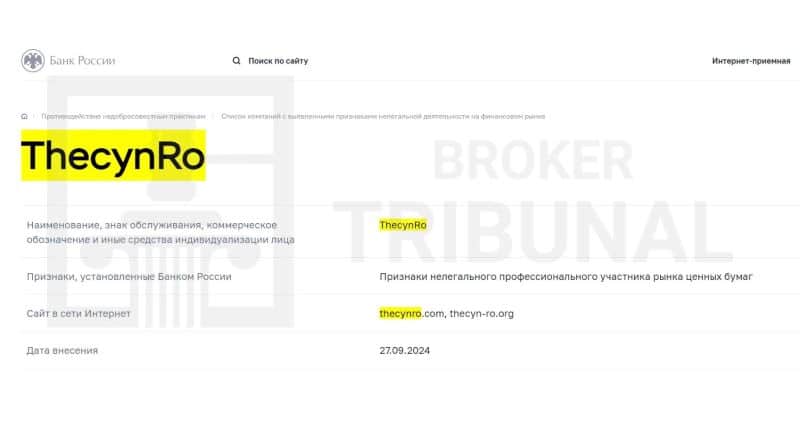 ThecynRo – очередная финансовая ловушка от серийных мошенников