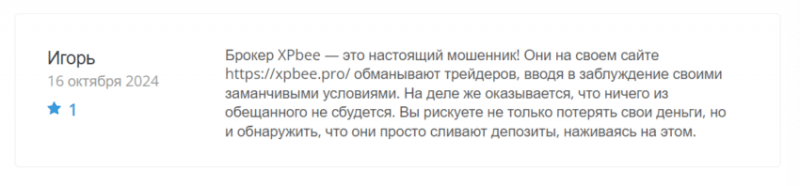 Отзывы о брокере XPbee (ХПБи), обзор мошеннического сервиса. Как вернуть деньги?